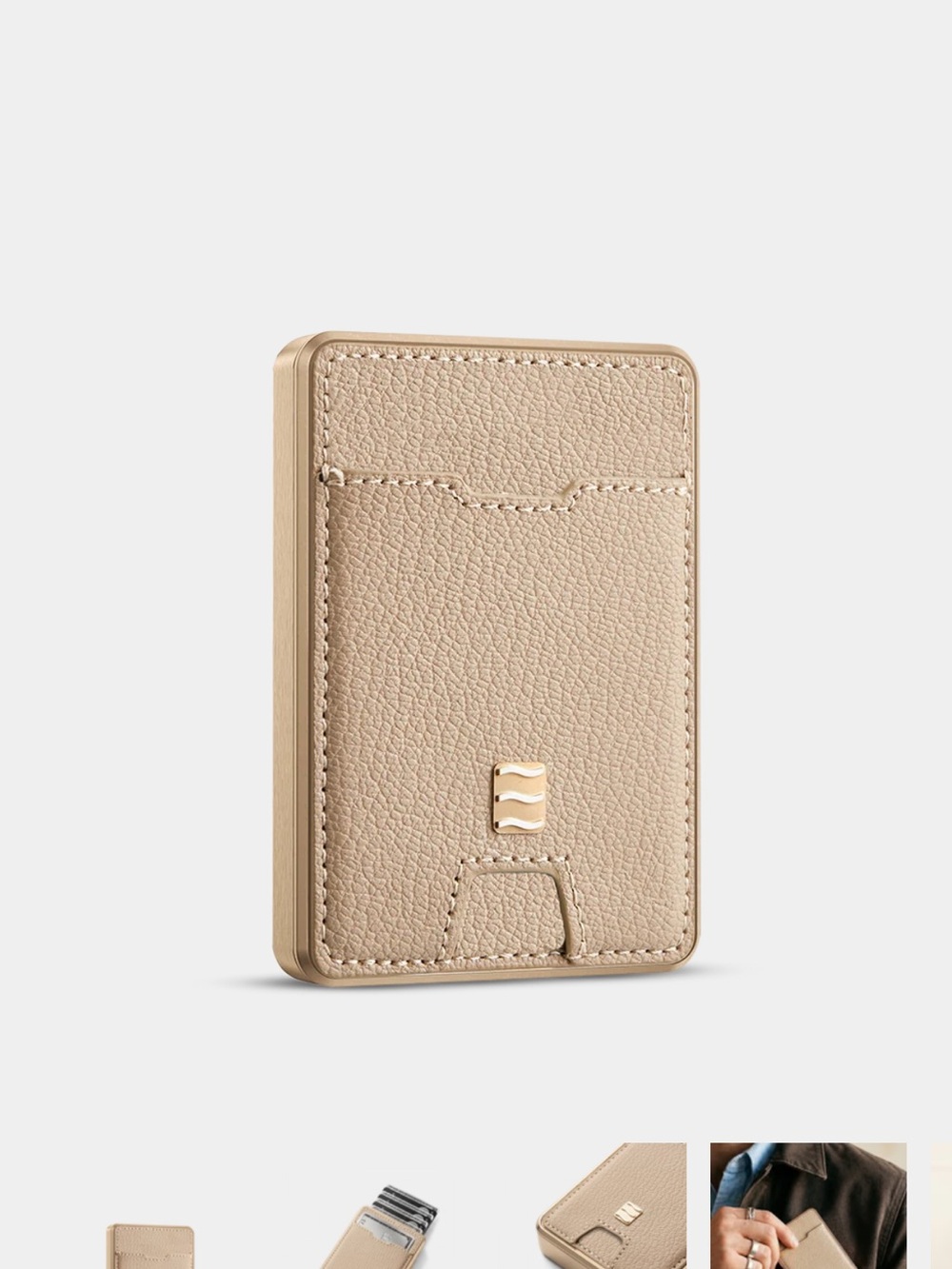 Venice Champagne Beige Wallet Phone Card Holder - Leather Finish